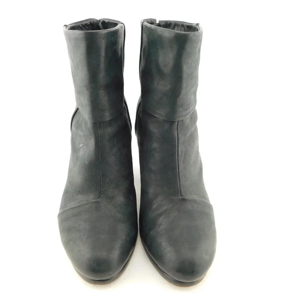 RAG & BONE Black Leather Cap Toe Newbury Block Heel Ankle Boots 36